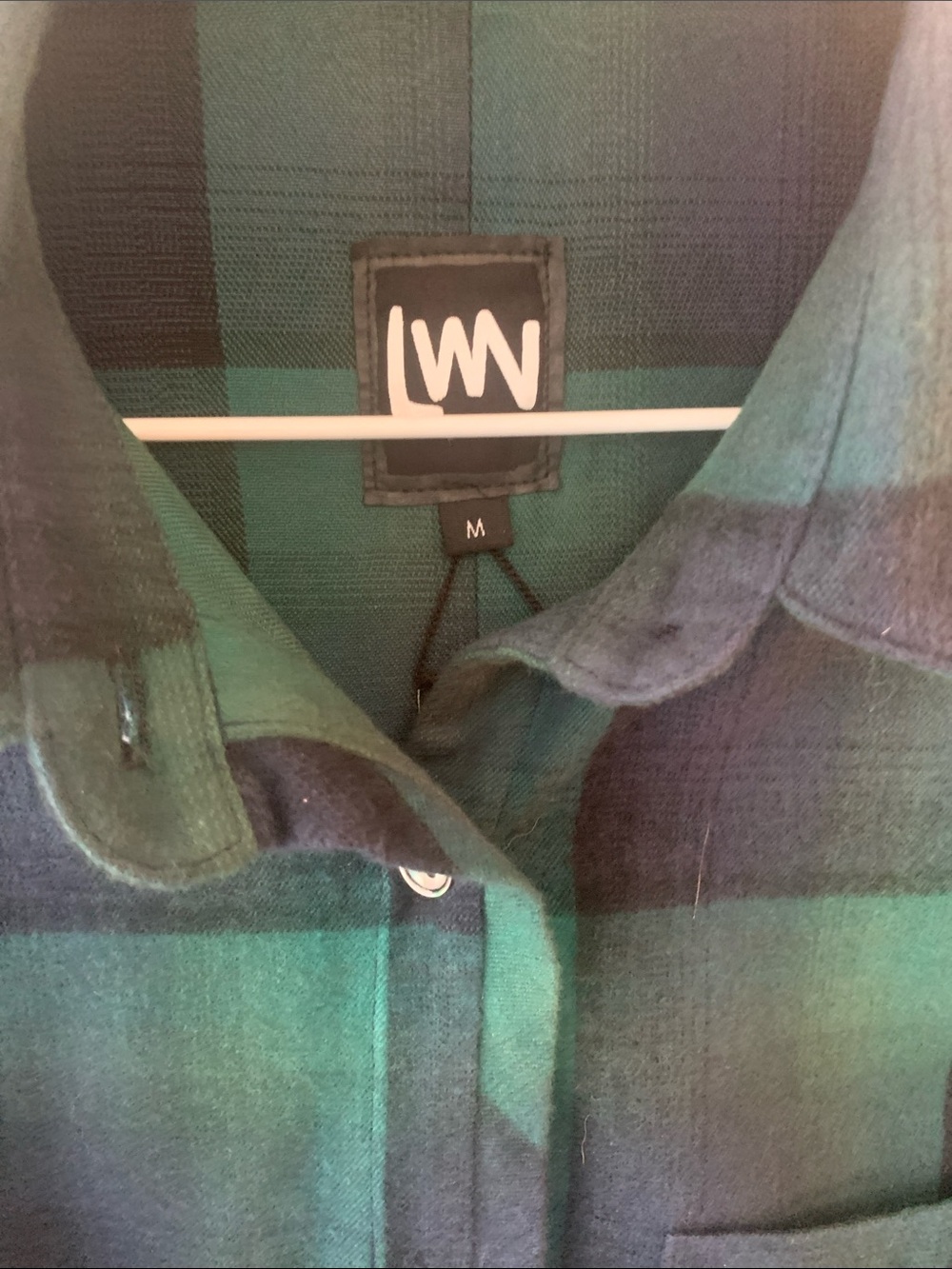 LWN green/navy cotton flannel shirt. . Slightly oversized 
24” length - Picture 2 of 5